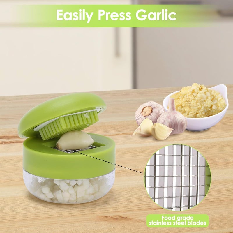 Foyucool 2 Pcs Garlic Press Set, Stainless Steel Garlics Crusher with Silicone Peeler and Cleaner Brush, Easy to Use Garlic Chopper for Shredded Garlic, Ginger and Fruit - Image 3